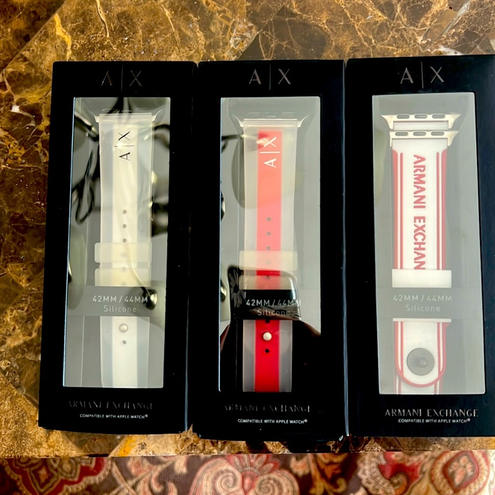 Men's Armani Exchange Silicone Band Strap For Apple Watch NIB 42- 44mm